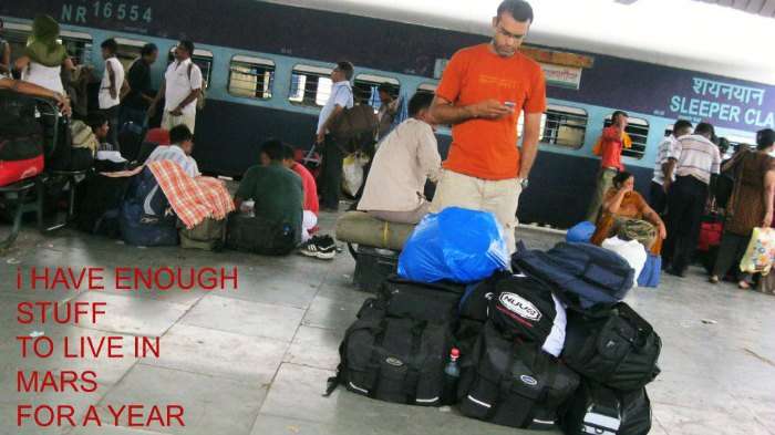 Too much luggage person