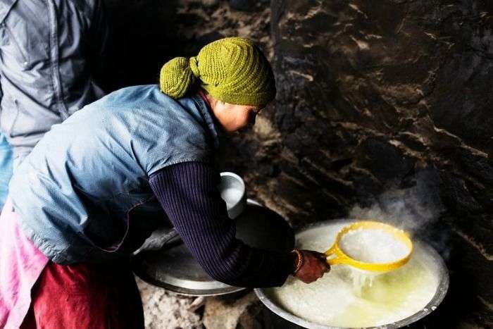 Yak Cheese Preparation in Zanskar in Ladakh