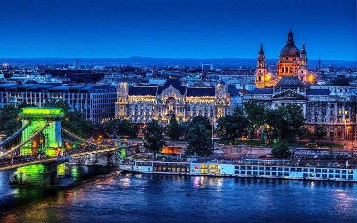 Night views of Budapest in Hungary