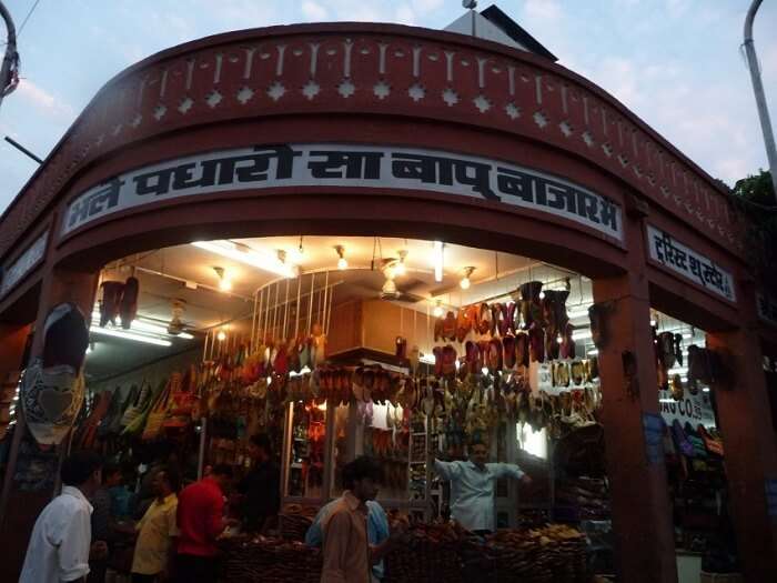The famous Morji shoes on display at the popular Bapu Bazaar