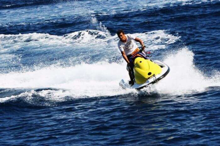A man enjoying jet skiing in Goa