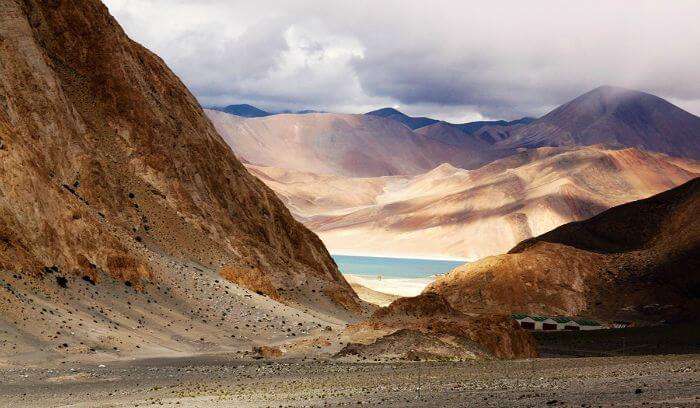 A wide camera shot of the Pangong Tso- Pangong Lake in Ladakh