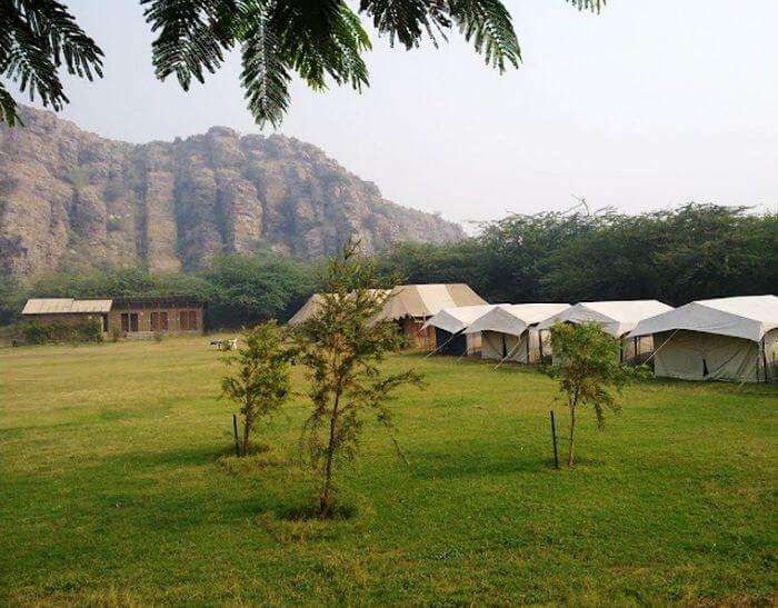 Dhauj is the nearest site for camping around Delhi