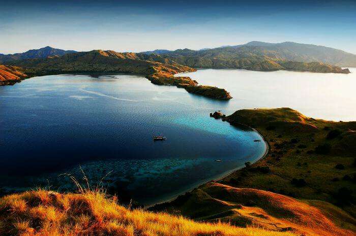 Aerial view of the Komodo National Park - a UNESCO World Heritage Site in Indonesia