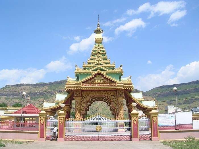 View of Myanmar Gate at Dhamma Giri in Igatpuri