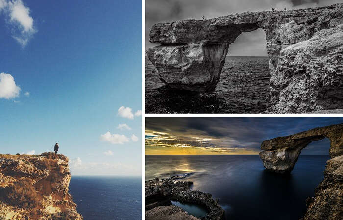 The high arch of Gozo Cliffs at Malta