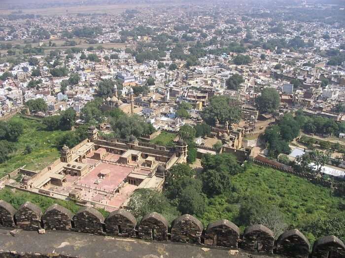 The aerial view of the city of Gwalior