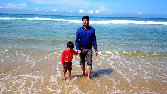 The serene blue beach of Kerala