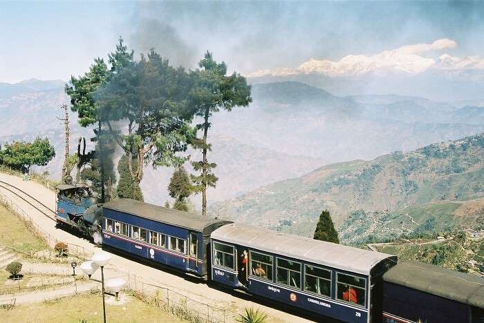 Toy train gushing through the Himalayan ranges
