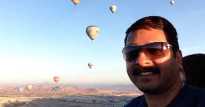 Ramaswamy taking a hot air balloon ride in Turkey