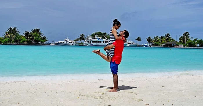 Yatin enjoying with his wife on a honeymoon trip to Maldives
