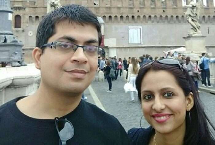 Anubhav and his wife in Europe