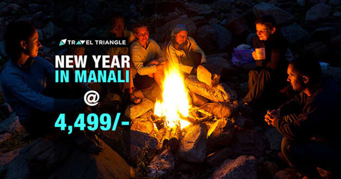 A promotional poster of a New Year trip to Manali