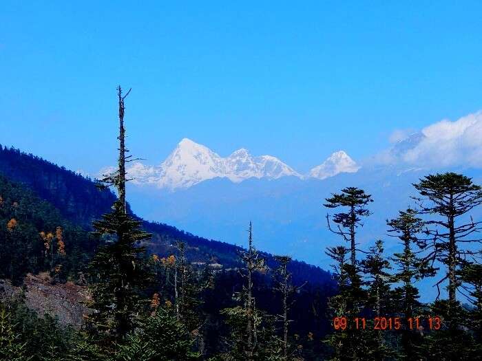View of Chelela Peaks in Bhutan