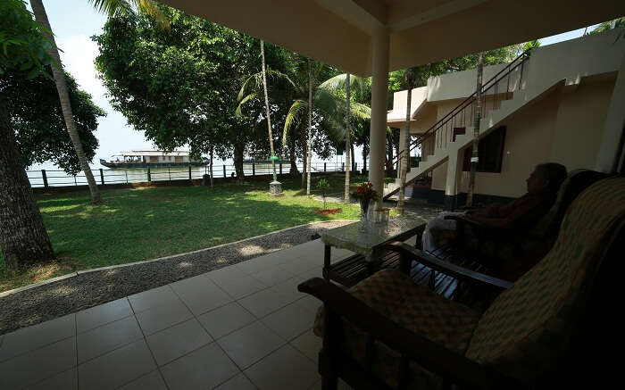 A view of the family cottage at Illikkalam Lake Resort in Kumarakom