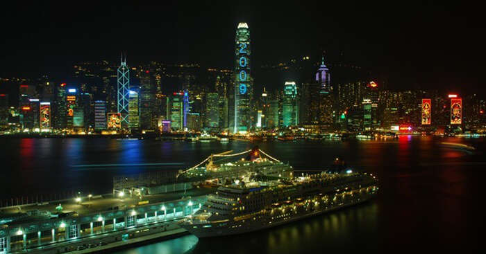 A cruise leaving for the night tour is one of the most popular attractions of Hong Kong nightlife