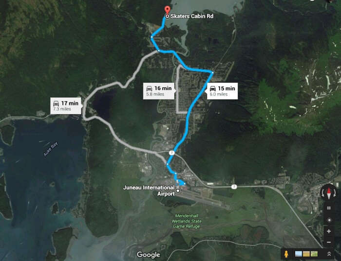 The route from airport to the beginning point of the ice trek