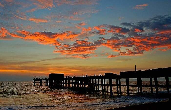 The beauty of Valiyathura Pier is well shown in the image