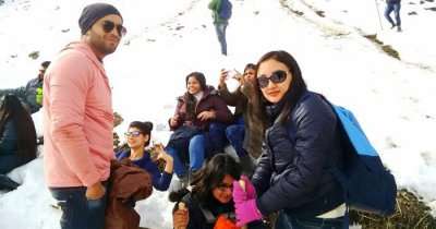 Nirmala poses with fellow travelers on a trip to Manali