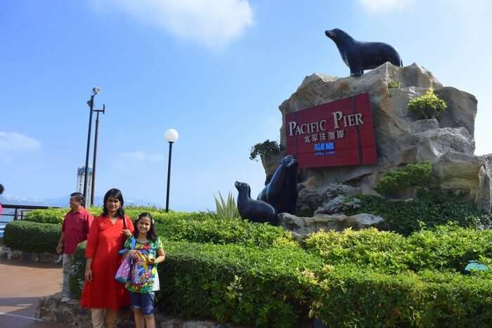Samika and her mother at the Ocean Park in Hong Kong