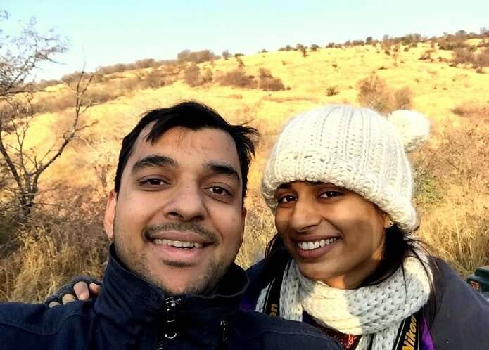 Rahul and his wife click a selfie in Ranthambore