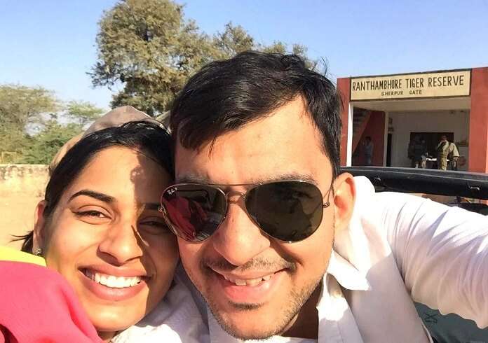 Rahul and his wife in Ranthambore National Park
