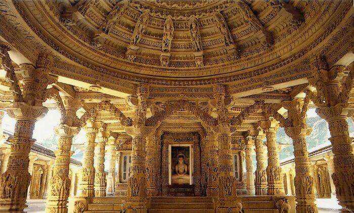 The interiors of a Dilwara Jain Temple in Mount Abu