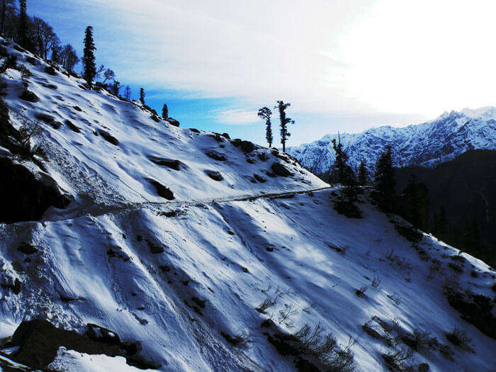 Snow-capped hills surrounding the quaint town of Gulaba