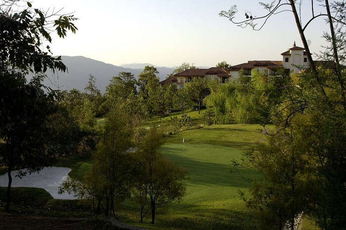 A view of the golf course at the Ananda Resort and Spa near Rishikesh