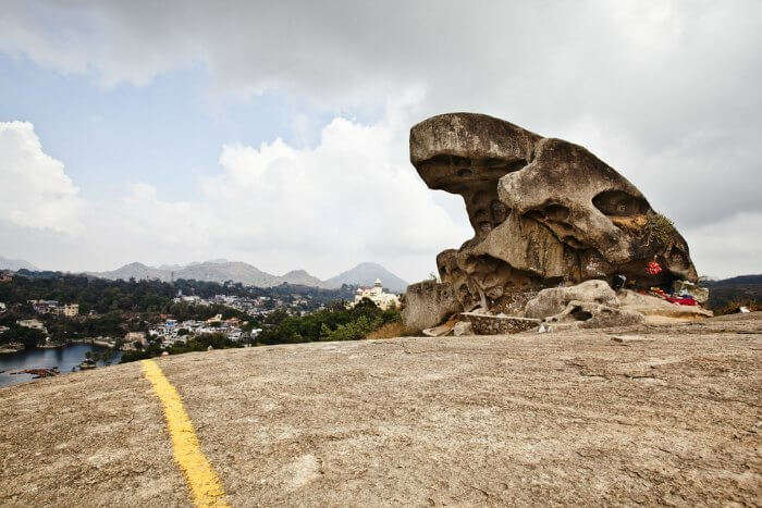 The famous Toad Rock in Mount Abu