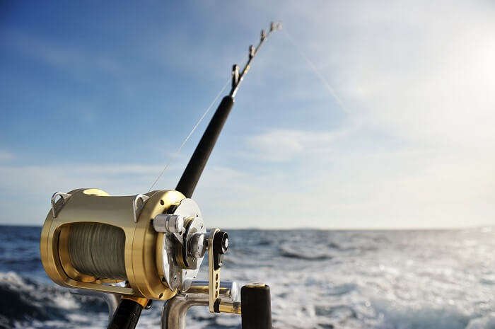Fishing rod casted in Lakshadweep Sea for deep-fishing