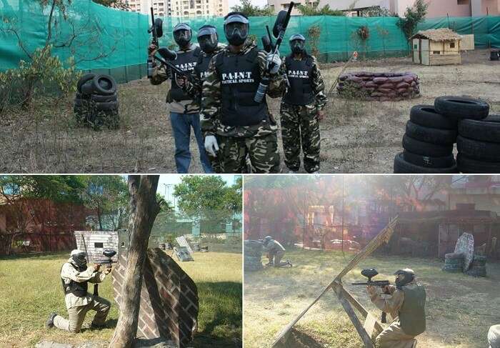 People indulge in paintball at one of the adventure clubs in Pune