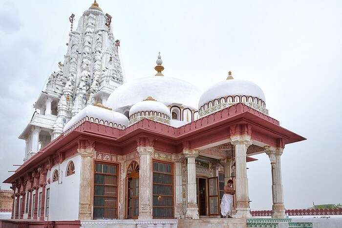 The Bhandasar Jain Temple that is built in red sandstone and white marble