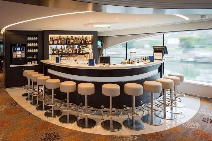 A view of the bar inside one of the Avalon cruises