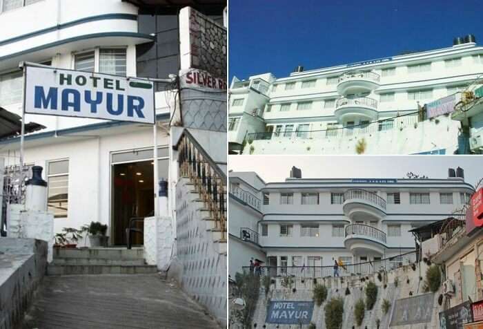 Views of the entrance and the exteriors of the Hotel Mayur in Mussoorie
