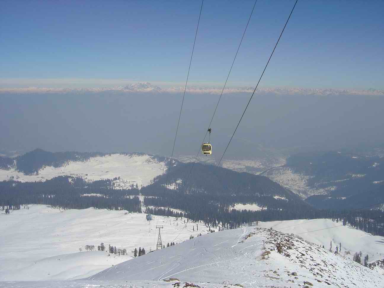 a gondola in snow covered Gulmarg