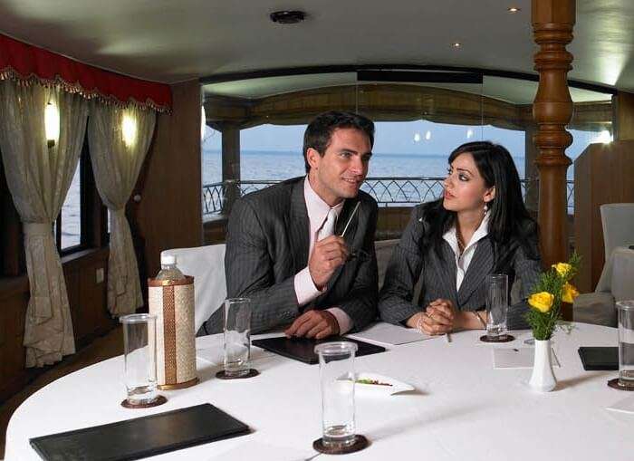 A corporate meeting going on in the Trunk Call Bar of Zuri Hotels