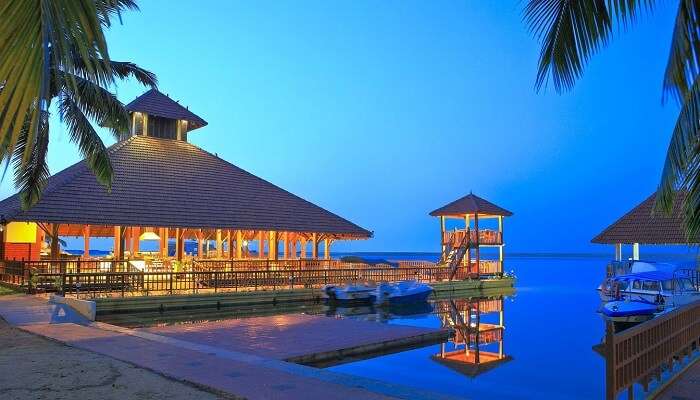 Floating hutment of Estuary Island Resort - One of the best beach resorts in Kovalam