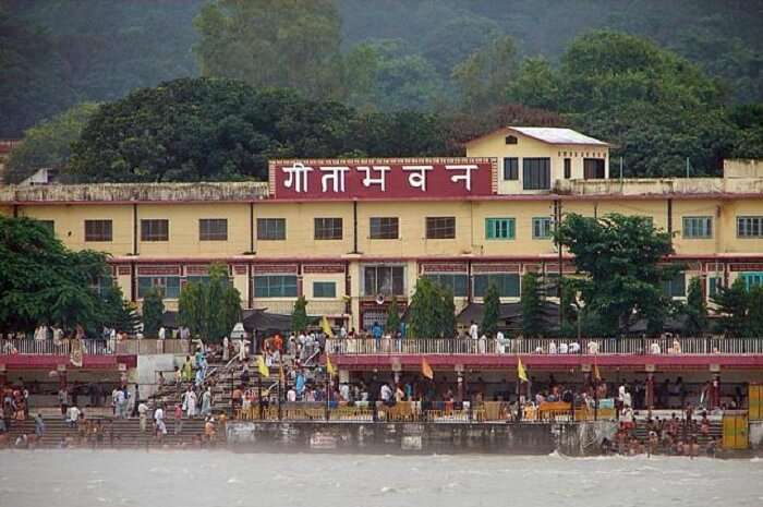 People gather to read the Ramayana at the Geeta Bhawan in Rishikesh.