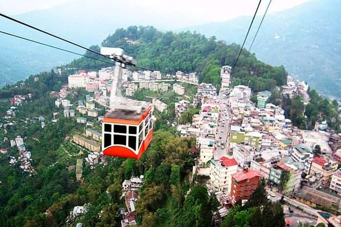 The 1 Km cable ride over Gangtok city