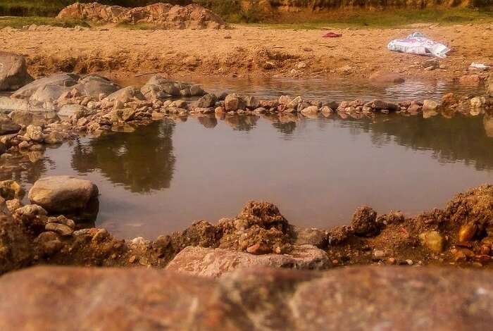 A view of Tattapani hot spring at Sukari River bank in Jharkhand