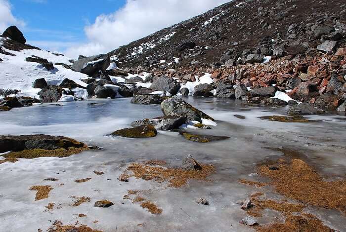 Beautiful view of hot springs in Yumthang Valley of Sikkim