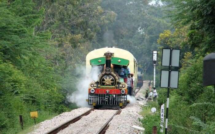 Fairy Queen Express rambling through the lush green hills