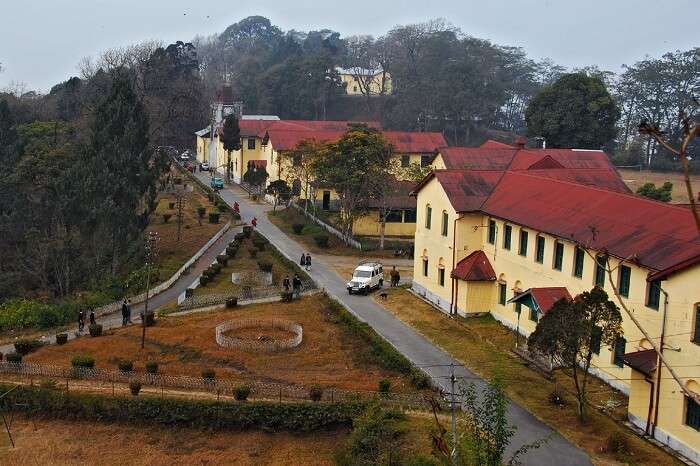 An aerial shot of the Dr Grahams Home School at Kalimpong
