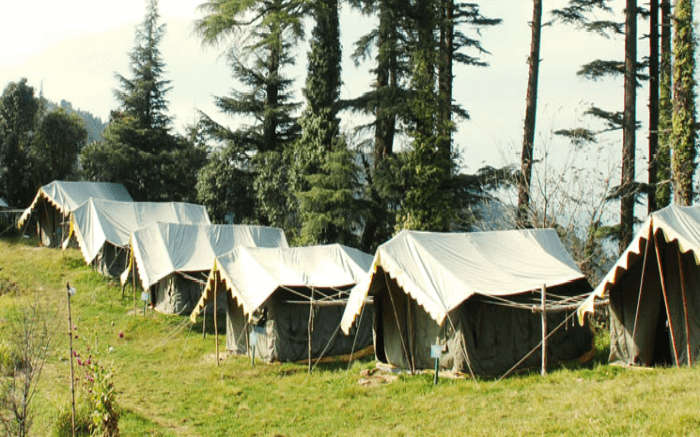 wiss cottage tents at the Kanatal Adventure Camp