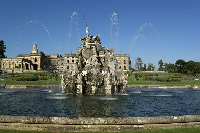The Perseus and Andromeda fountain at the Witley Court Country House at Worcestershire in England