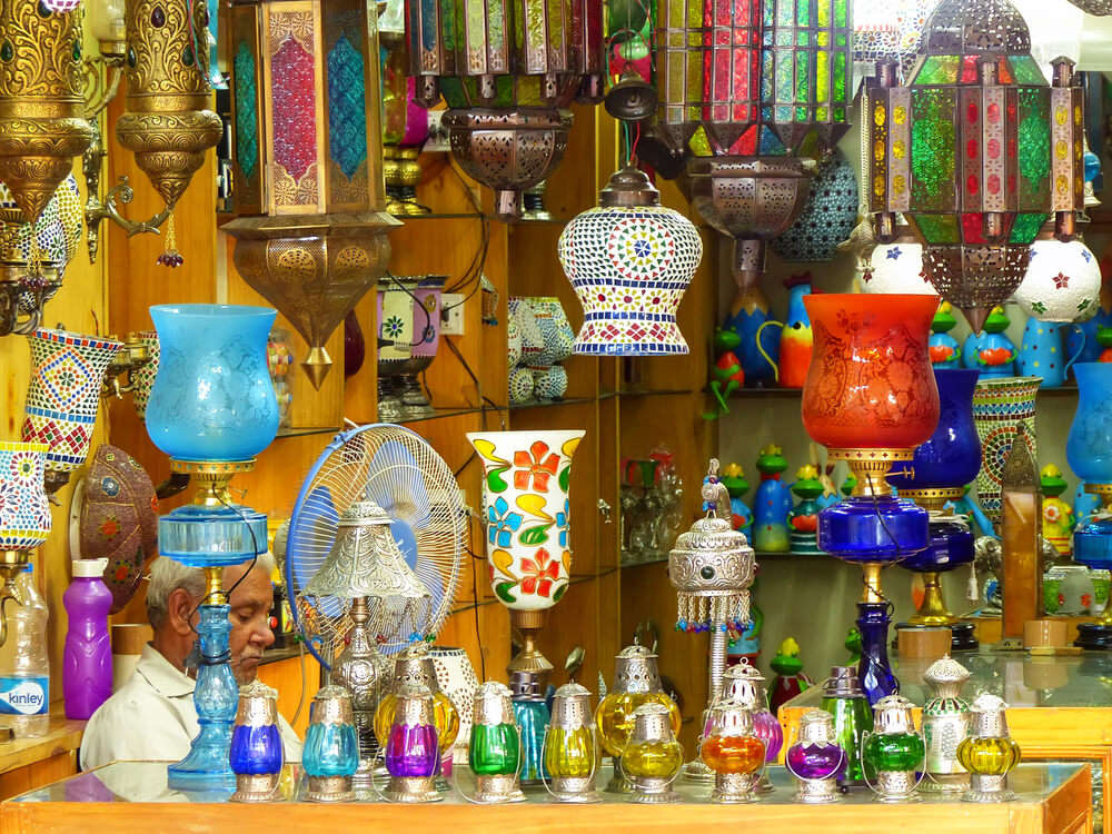 Colorful lamps in Johari Bazar