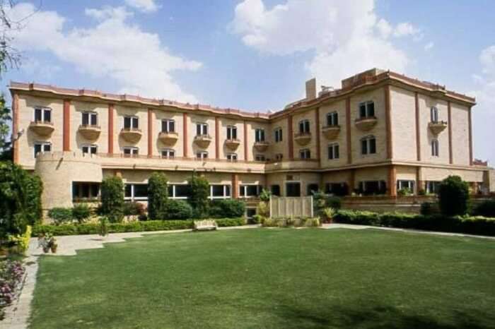 Plush lawn and exteriors of the Mansingh Palace in Ajmer