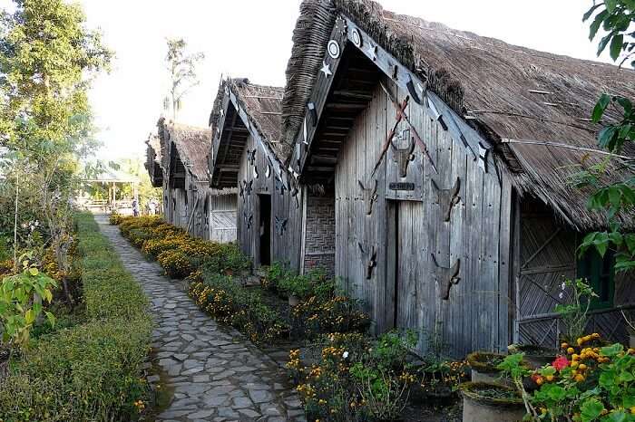 Identical homes in the tourist village of Touphema in Nagaland