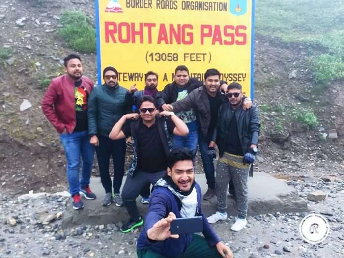 Sumit and his friends at the Rohtang Pass